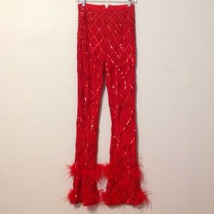 Red Sequin Pants